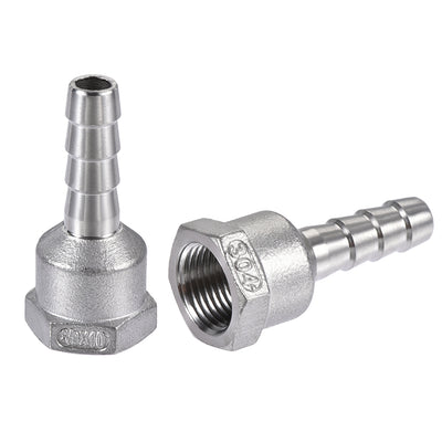 Harfington Uxcell 304 Stainless Steel Hose Barb Fitting Coupler 10mm Barb G3/8 Female Thread