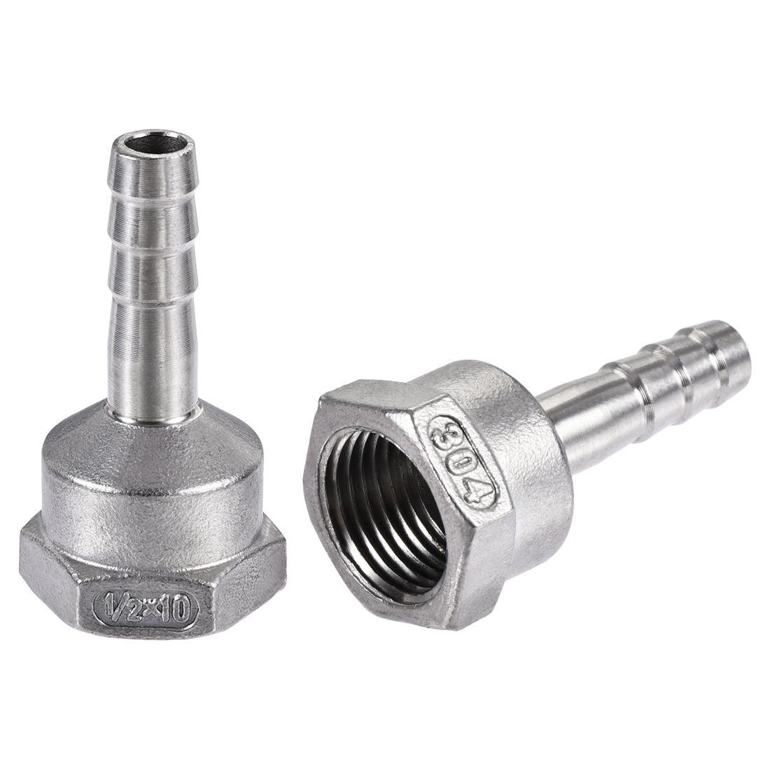 uxcell Uxcell 304 Stainless Steel Hose Barb Fitting Coupler 10mm Barb G1/2 Female Thread