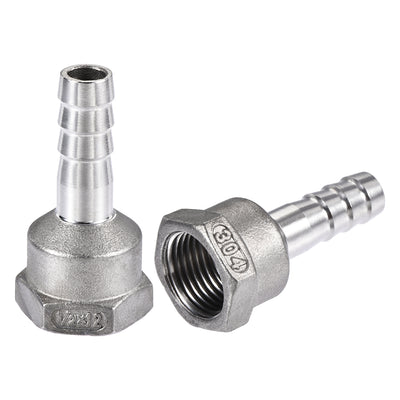 Harfington Uxcell 304 Stainless Steel Hose Barb Fitting Coupler 12mm Barb G1/2 Female Thread