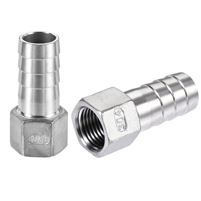 Harfington Uxcell 304 Stainless Steel Hose Barb Fitting Coupler 20mm Barb G1/2 Female Thread 2Pcs