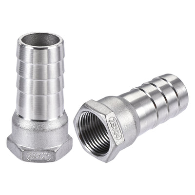 Harfington Uxcell 304 Stainless Steel Hose Barb Fitting Coupler 25mm Barb G3/4 Female Thread