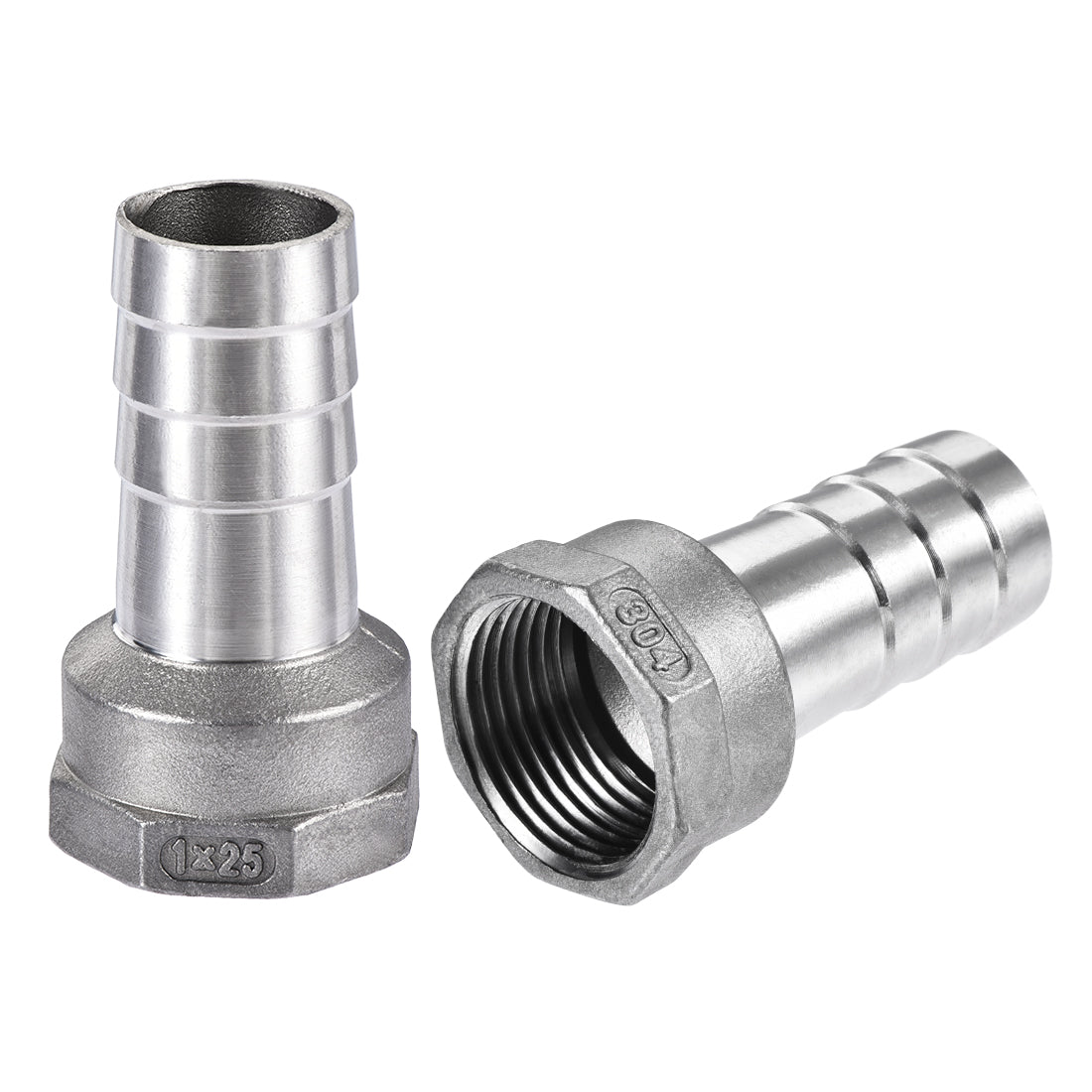 uxcell Uxcell 304 Stainless Steel Hose Barb Fitting Coupler 25mm Barb G1 Female Thread