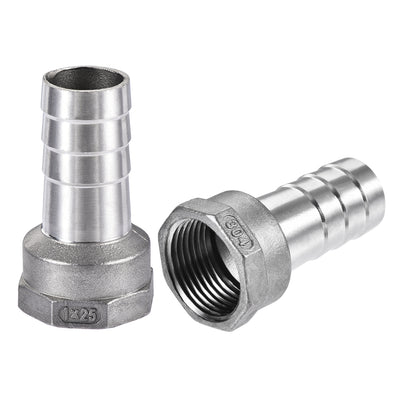 Harfington Uxcell 304 Stainless Steel Hose Barb Fitting Coupler 25mm Barb G1 Female Thread