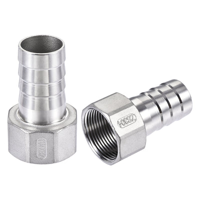 Harfington Uxcell 304 Stainless Steel Hose Barb Fitting Coupler 32mm Barb G1-1/4 Female Thread