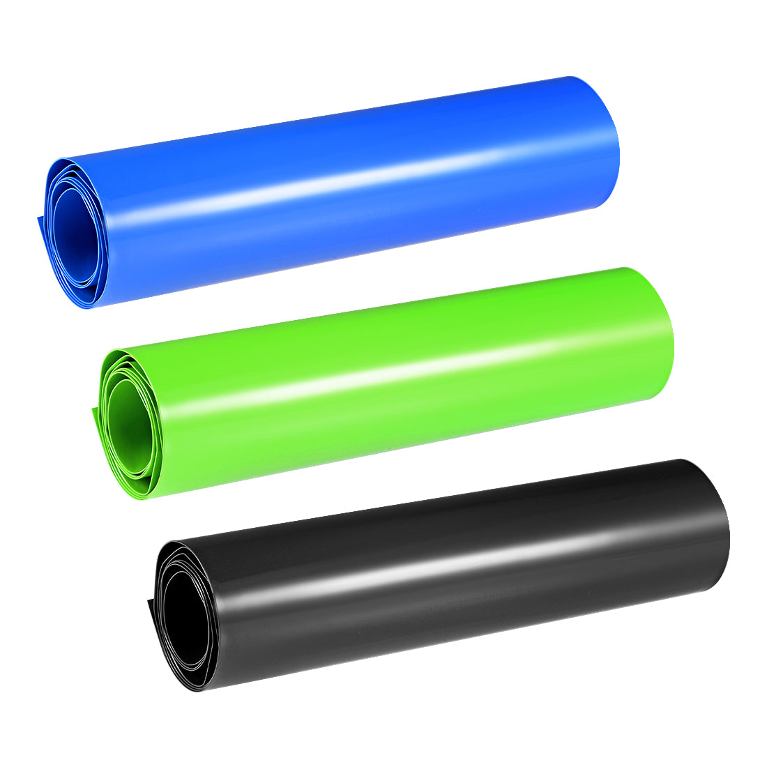 uxcell Uxcell Battery Wrap, 210mm Width 1m PVC Heat Shrink Tube Wraps Blue&Black&Green 3pcs