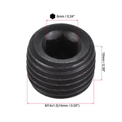 Harfington Uxcell Carbon Steel Internal Hex Thread Socket Pipe Plug M22x1.5 Male Thread Black 5Pcs