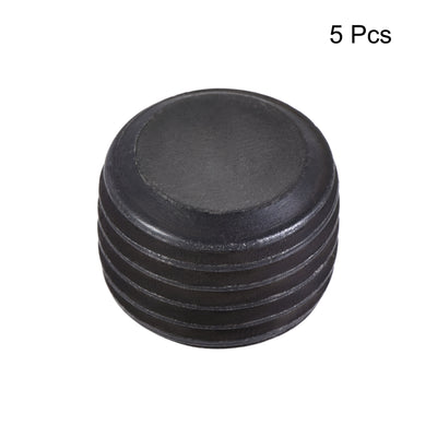 Harfington Uxcell Carbon Steel Internal Hex Thread Socket Pipe Plug M22x1.5 Male Thread Black 5Pcs