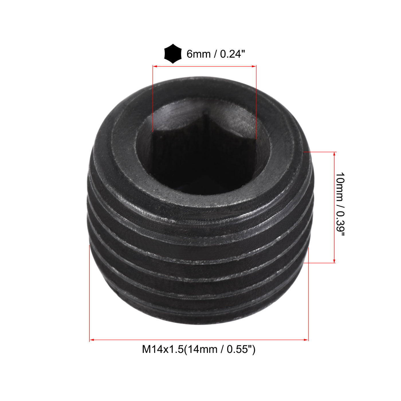 Uxcell Uxcell Carbon Steel Internal Hex M12x1.5 Male Thread Socket Pipe Plug Black 25Pcs