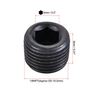 Harfington Uxcell Carbon Steel Internal Hex 3/4NPT Male Thread Socket Pipe Plug Black 3Pcs