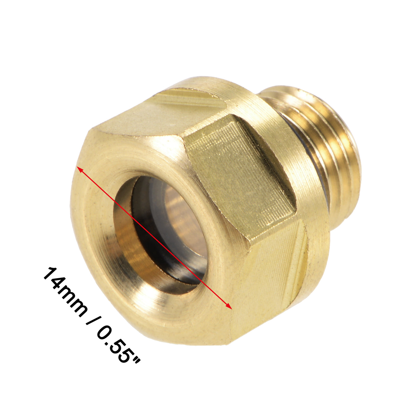 Uxcell Uxcell Oil Liquid Level Gauge Sight Glass M14x1.5mm Male Threaded Brass Air Compressor Fittings with O-Ring, Yellow