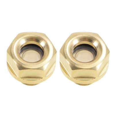 Harfington Uxcell Oil Liquid Level Gauge Sight Glass M Male Threaded Brass Fittings with O-Ring, Yellow 2Pcs