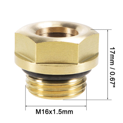 Harfington Uxcell Oil Liquid Level Gauge Sight Glass M22x1.5mm Male Threaded Brass Air Compressor Fittings with O-Ring, Yellow 2Pcs