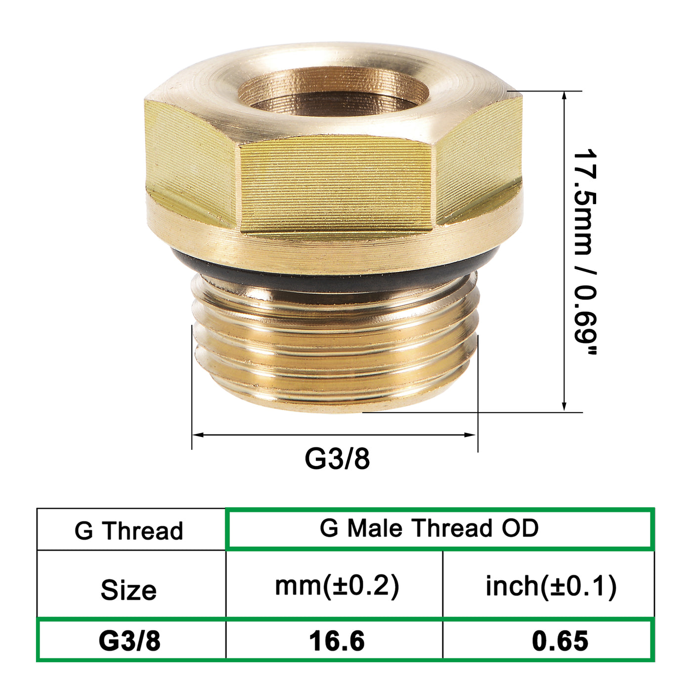 uxcell Uxcell Oil Liquid Level Gauge Sight Glass G Male Threaded Brass Air Compressor Fittings with O-Ring, Yellow