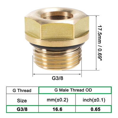 Harfington Uxcell Oil Liquid Level Gauge Sight Glass G Male Threaded Brass Air Compressor Fittings with O-Ring, Yellow