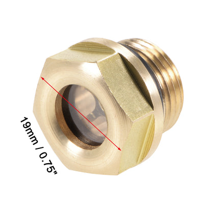 Harfington Uxcell Oil Liquid Level Gauge Sight Glass G Male Threaded Brass Air Compressor Fittings with O-Ring, Yellow