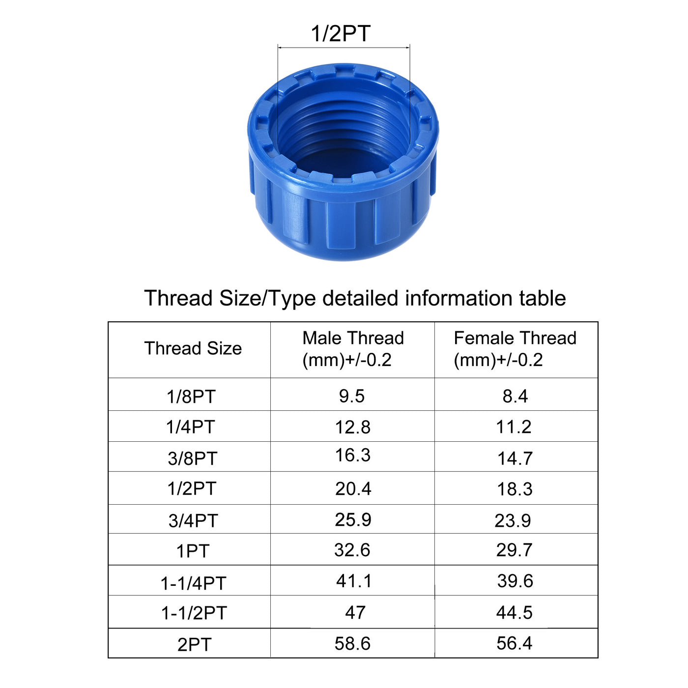 Uxcell Uxcell 1/2PT Pipe Fitting Cap PVC Female Thread Hose Connector Pipes End White 20Pcs