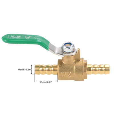 Harfington Uxcell Brass Air Ball Valve Shut Off Switch 12mm Hose Barb to 12mm Hose Barb Brass Tone 2Pcs