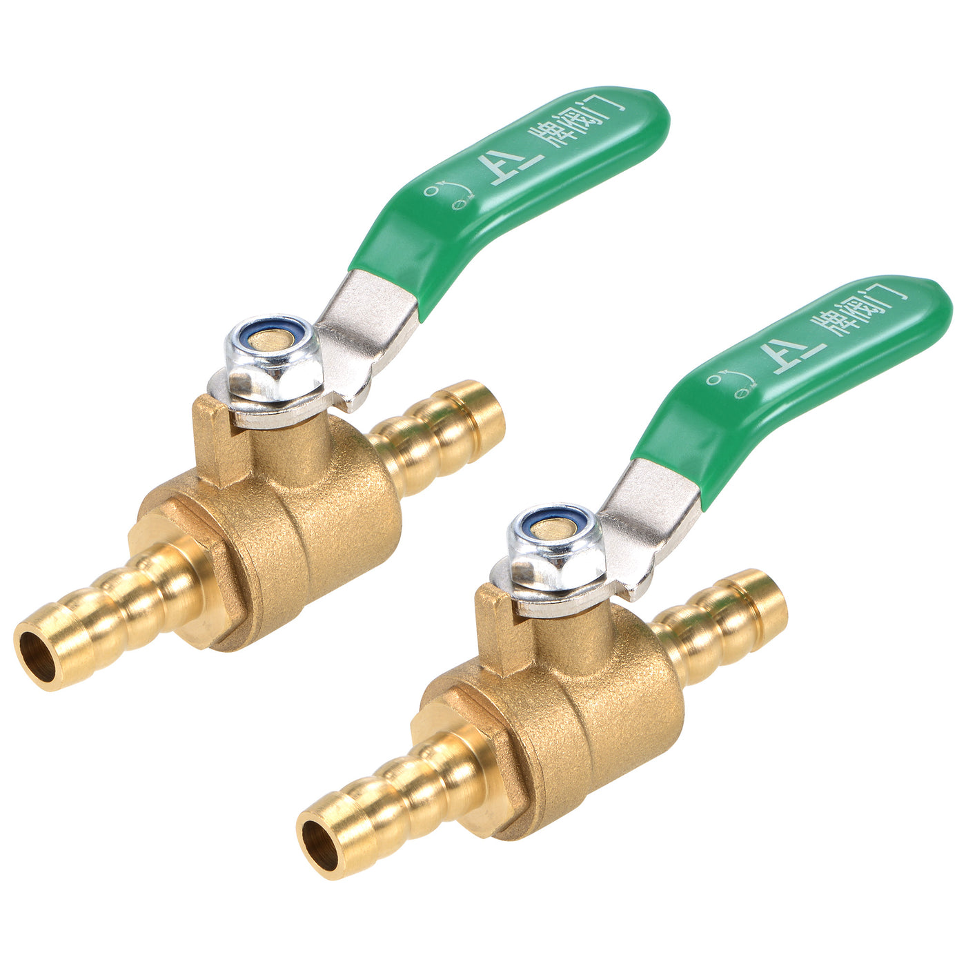 Uxcell Uxcell Brass Air Ball Valve Shut Off Switch 12mm Hose Barb to 12mm Hose Barb Brass Tone 2Pcs