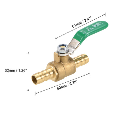 Harfington Uxcell Brass Air Ball Valve Shut Off Switch 12mm Hose Barb to 12mm Hose Barb Brass Tone