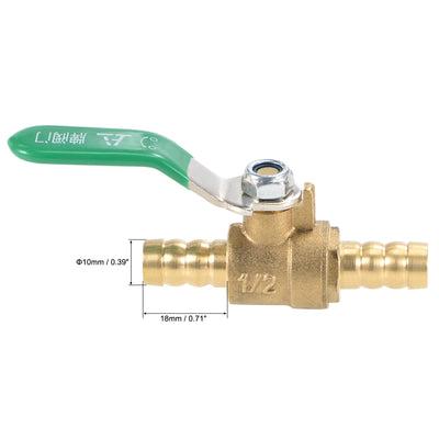 Harfington Uxcell Brass Air Ball Valve Shut Off Switch 12mm Hose Barb to 12mm Hose Barb Brass Tone