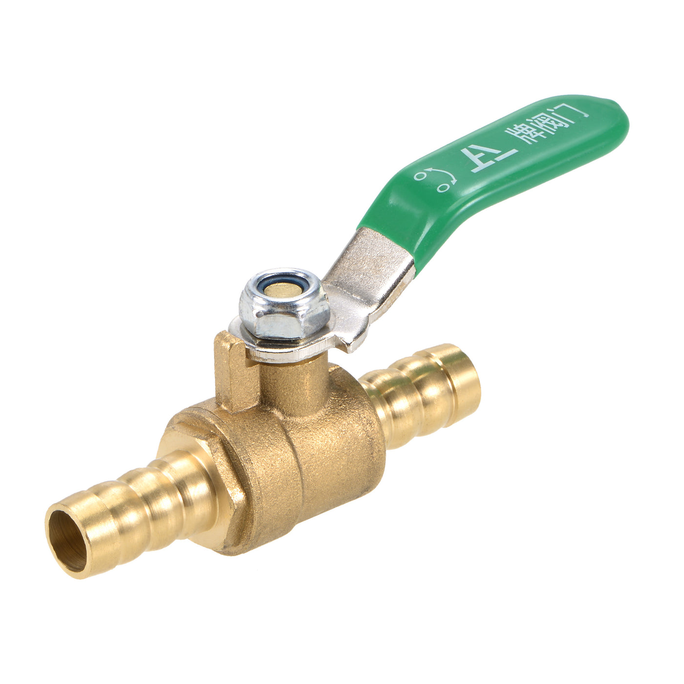 Uxcell Uxcell Brass Air Ball Valve Shut Off Switch 12mm Hose Barb to 12mm Hose Barb Brass Tone