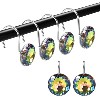 Harfington Uxcell Shower Curtain Hooks for Bathroom, Stainless Steel Acrylic Fashion Decorative Hook Rings, Curtain Rod Hangers Multicolor 12Pcs