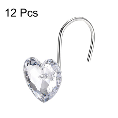 Harfington Uxcell Shower Curtain Hooks for Bathroom, Heart Shape Acrylic Curtain Rod Hangers, Home Decor Hook Rings Transparent 12Pcs