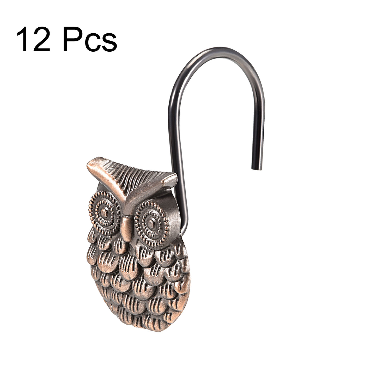 uxcell Uxcell Shower Curtain Hooks for Bathroom, Zinc Alloy Owl Shape Curtain Rod Hook Hangers Rustproof Copper Tone 12Pcs