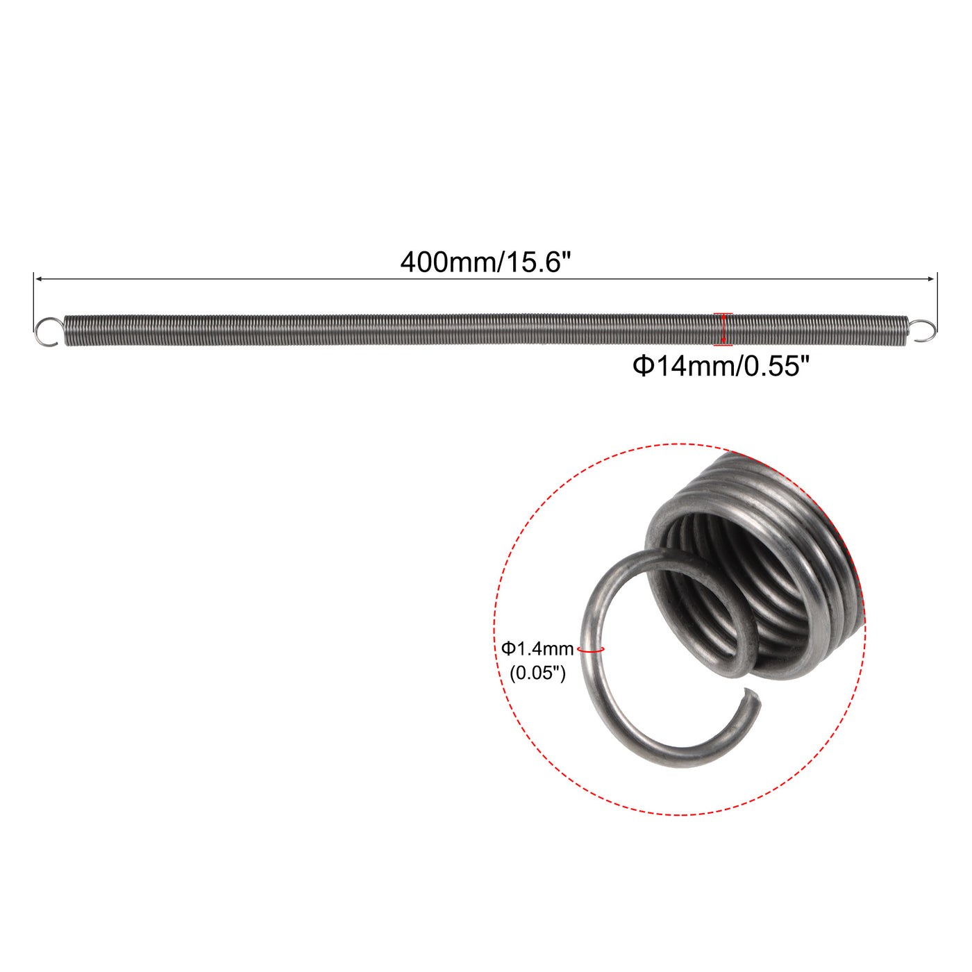 Uxcell Uxcell 1.4mmx14mmx250mm Extended Compression Spring ,8.4Lbs Load Capacity,Grey