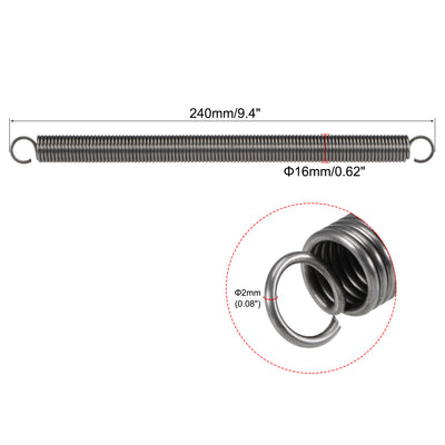 Harfington Uxcell 2mmx16mmx300mm Extended Compression Spring ,33Lbs Load Capacity,Grey