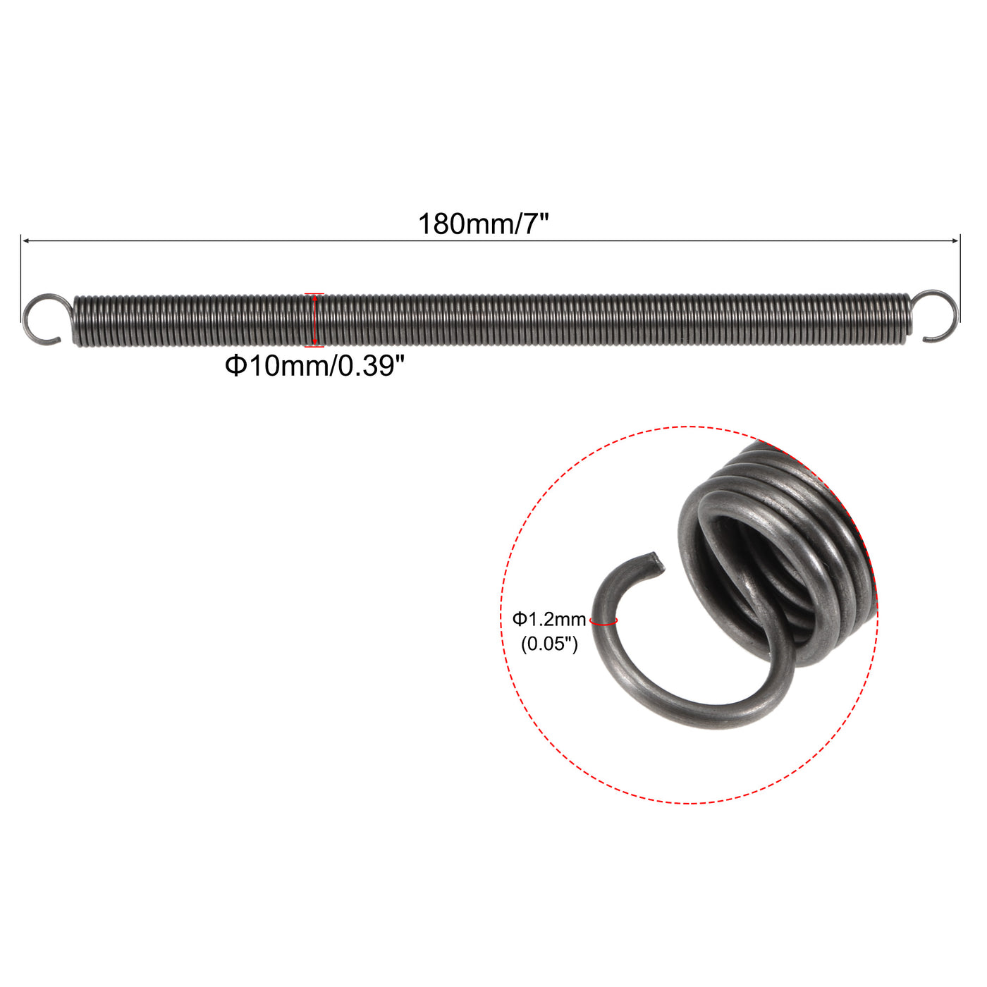 Uxcell Uxcell 1.2mmx10mmx150mm Extended Compression Spring ,6.6Lbs Load Capacity,Grey 2pcs