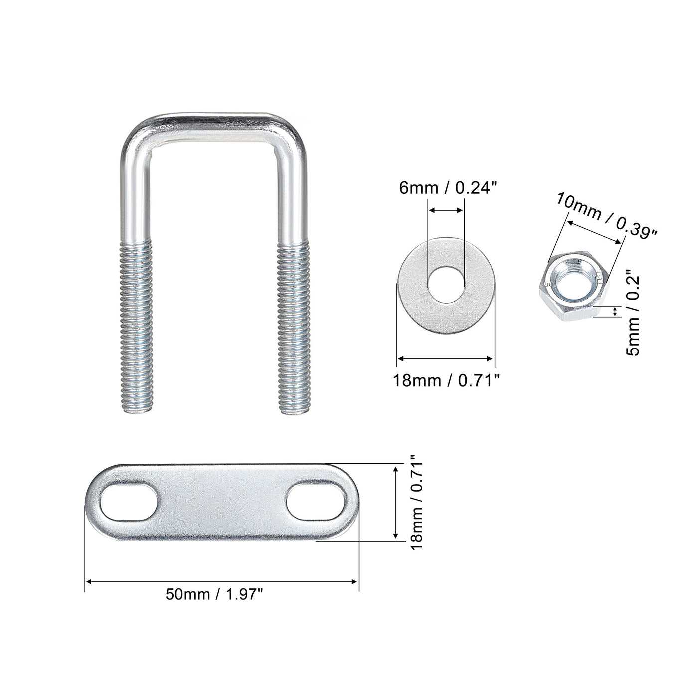 uxcell Uxcell U Bolt, with Nuts Frame Plate Round Washers