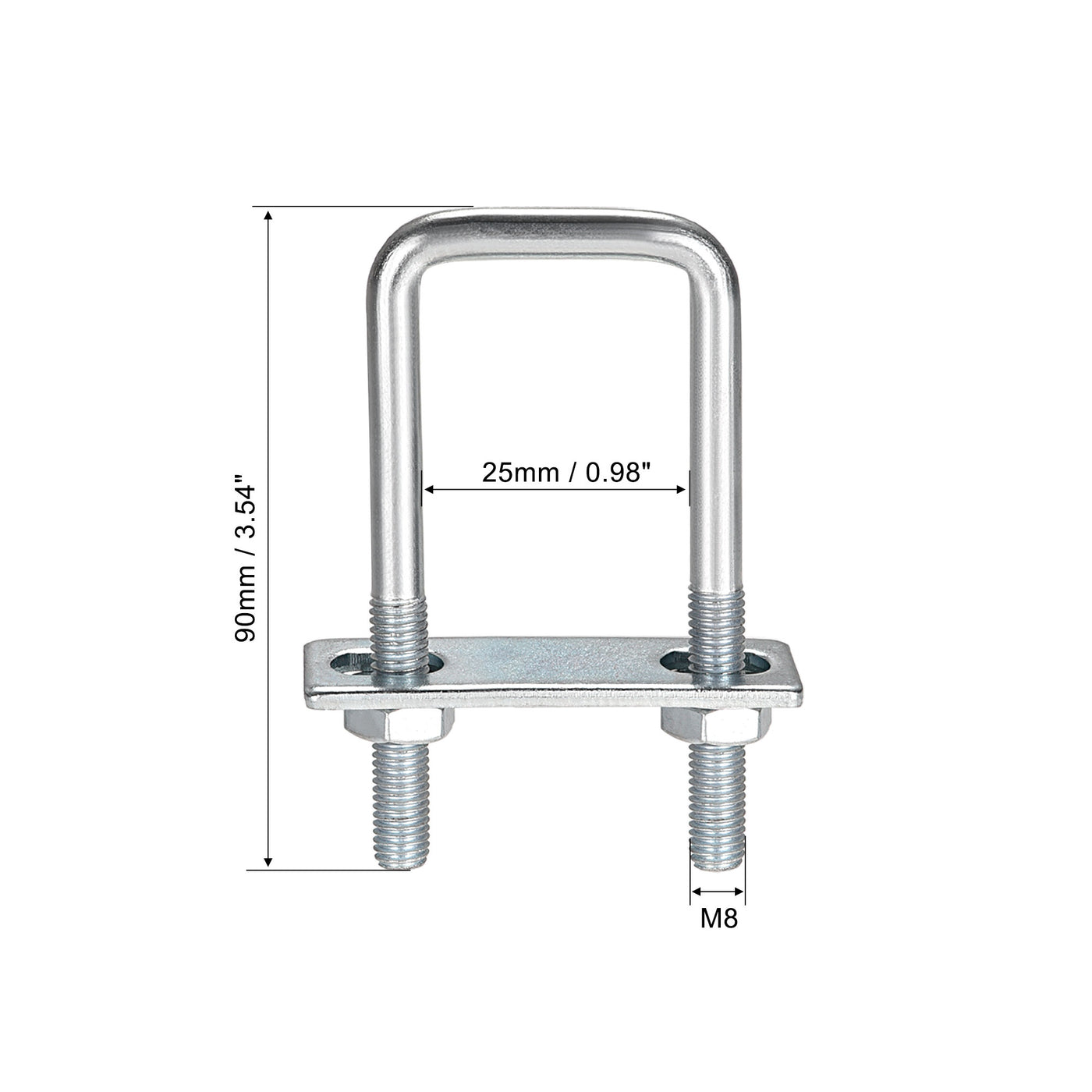 uxcell Uxcell U Bolt Carbon Steel with Nuts Frame Plate Round Washers