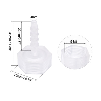 Harfington Uxcell Polypropylene Hose Barb Fitting Coupler, 10mm Barb x G3/8 Female Thread Pipe Adapter, Translucent 2Pcs