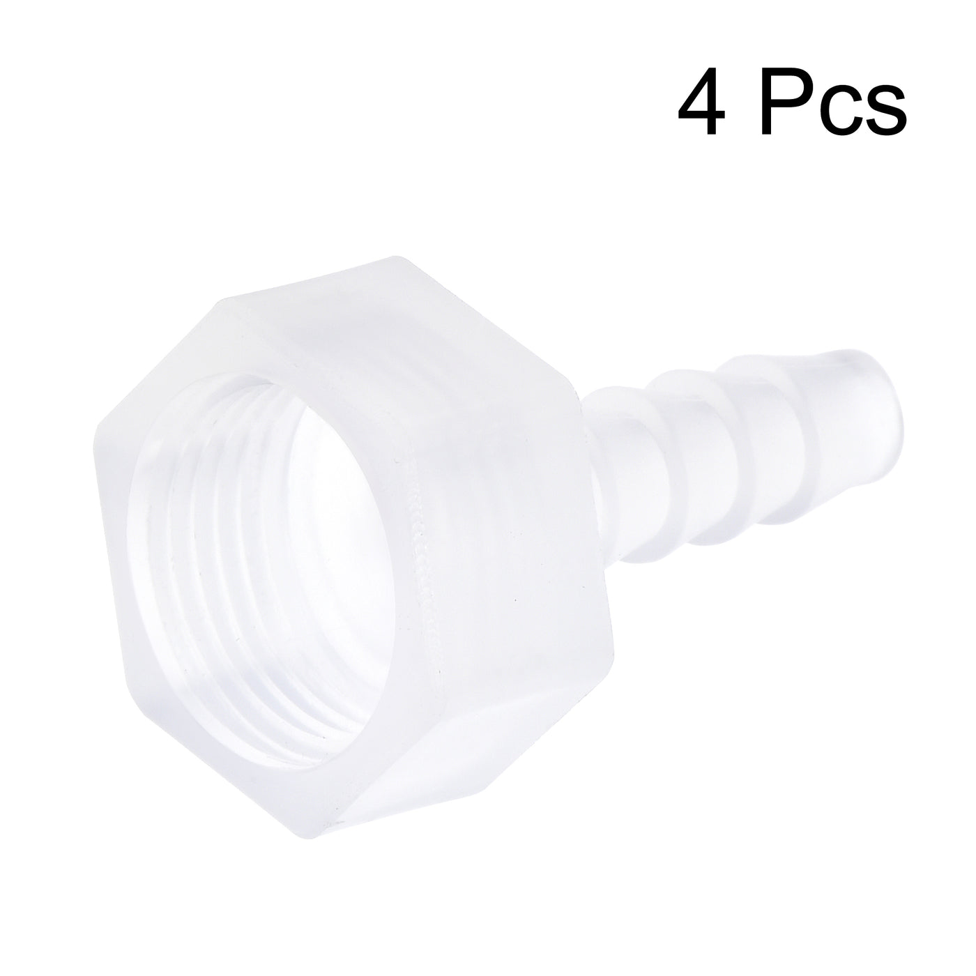 Uxcell Uxcell Polypropylene Hose Barb Fitting Coupler, 6mm Barb x G3/8 Female Thread Pipe Adapter, Translucent 4Pcs