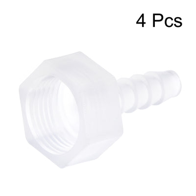 Harfington Uxcell Polypropylene Hose Barb Fitting Coupler, 6mm Barb x G3/8 Female Thread Pipe Adapter, Translucent 4Pcs