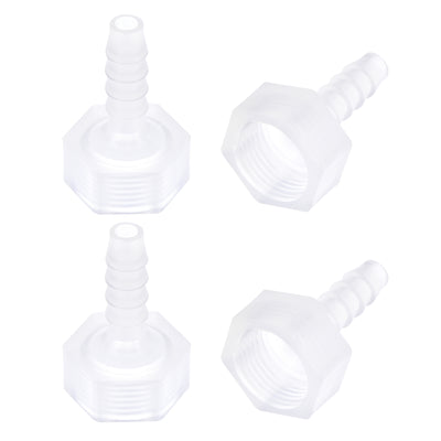 Harfington Uxcell Polypropylene Hose Barb Fitting Coupler, 6mm Barb x G3/8 Female Thread Pipe Adapter, Translucent 4Pcs