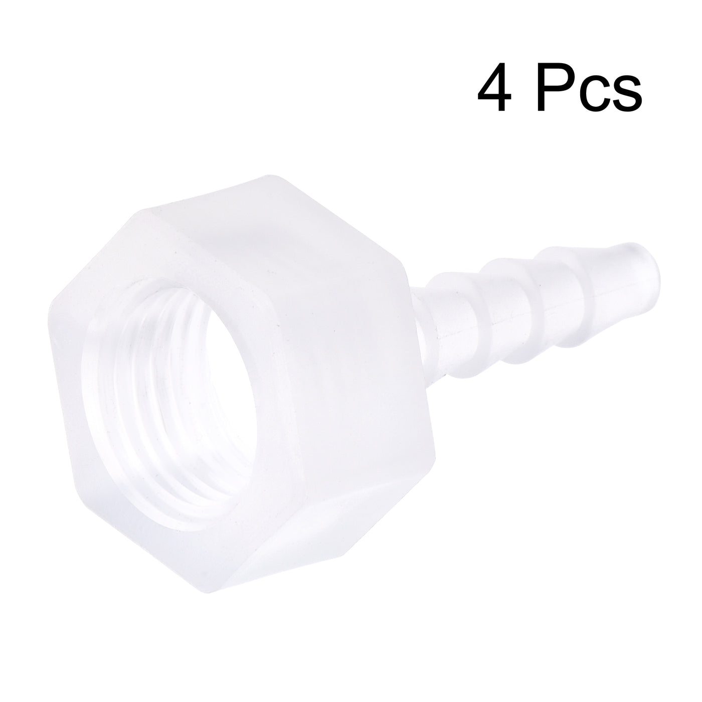 Uxcell Uxcell Polypropylene Hose Barb Fitting Coupler, 8mm Barb x G1/4 Female Thread Pipe Adapter, Translucent 4Pcs