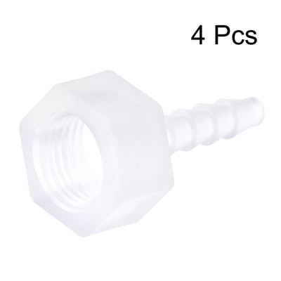 Harfington Uxcell Polypropylene Hose Barb Fitting Coupler, 8mm Barb x G1/4 Female Thread Pipe Adapter, Translucent 4Pcs