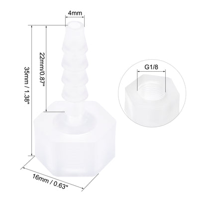 Harfington Uxcell Polypropylene Hose Barb Fitting Coupler, mm Barb x G1/8 Female Thread Pipe Adapter, Translucent 2Pcs