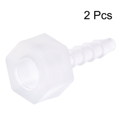 Harfington Uxcell Polypropylene Hose Barb Fitting Coupler, mm Barb x G1/8 Female Thread Pipe Adapter, Translucent 2Pcs