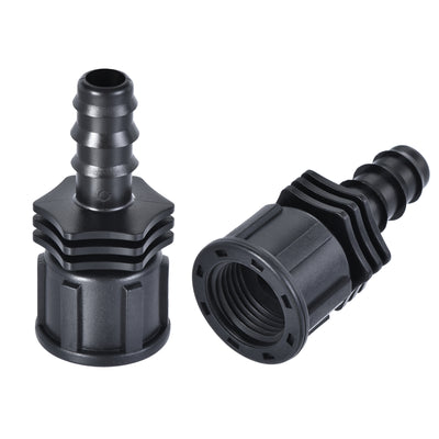 Harfington Uxcell ABS Hose Barb Fitting Coupler, 13mm Barb x G1/2 Female Thread Pipe Adapter, Black 2Pcs