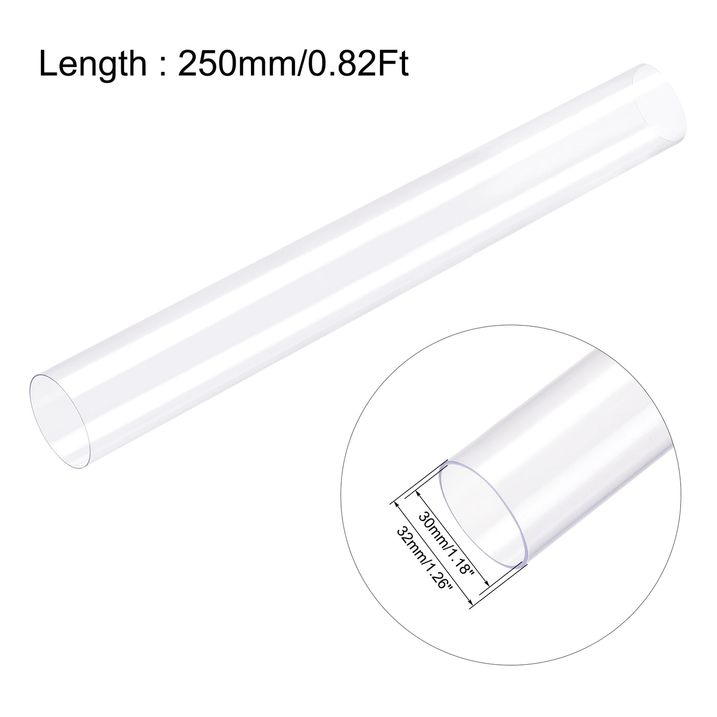 uxcell Uxcell Clear Rigid Storage Tubing with White Lids Round Plastic Polycarbonate Tube