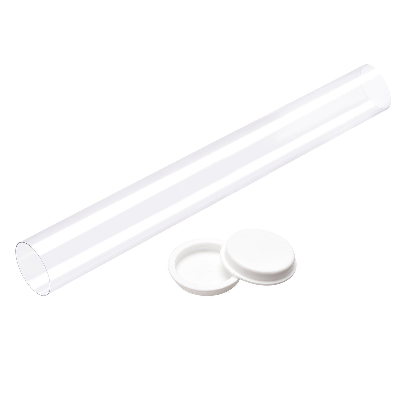 uxcell Uxcell Clear Rigid Storage Tubing with White Lids Round Plastic Polycarbonate Tube