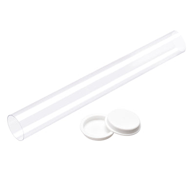 Harfington Uxcell Clear Rigid Storage Tubing with White Lids Round Plastic Polycarbonate Tube