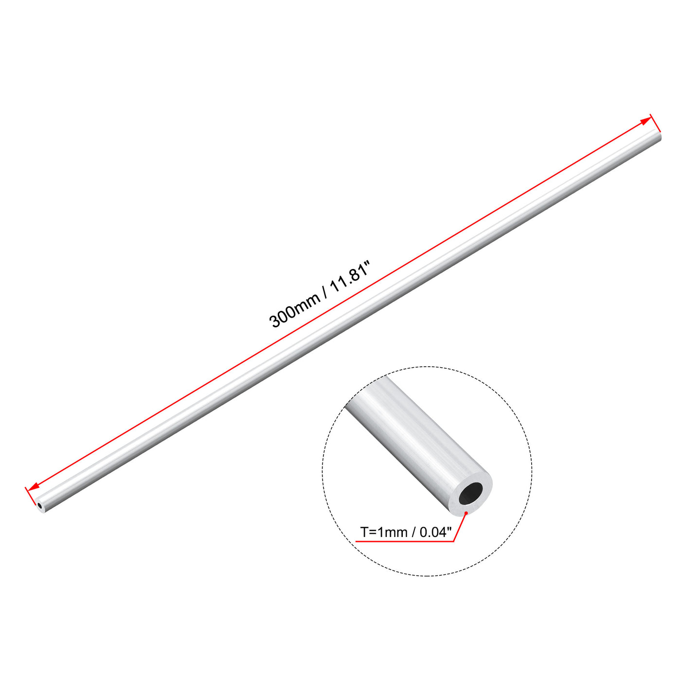 uxcell Uxcell 6063 Aluminum Tube, 4mm 5mm 6mm OD x 1mm Wall Thickness 300mm Length Seamless Round Pipe Tubing, Pack of 3