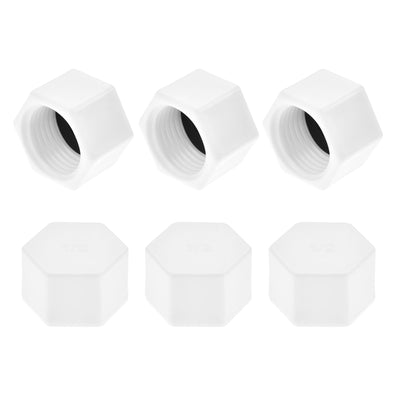 Harfington Uxcell G1/2 Pipe Fitting Cap, PPR Hex Female Thread Hose Connector with Gasket, for Garden and Outdoor Water Pipes End, White 6Pcs