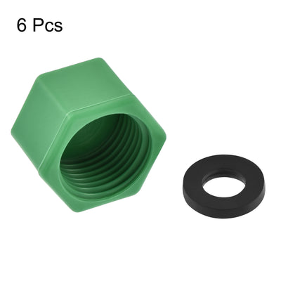 Harfington Uxcell G1/2 Pipe Fitting Cap, PPR Hex Female Thread Hose Connector with Gasket, for Garden and Outdoor Water Pipes End, Green 6Pcs