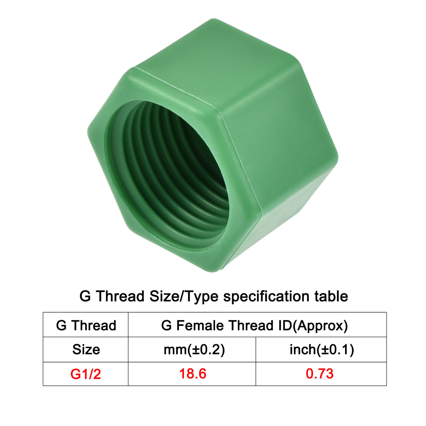 uxcell Uxcell G1/2 Pipe Fitting Cap, PPR Hex Female Thread Hose Connector with Gasket, for Garden and Outdoor Water Pipes End, Green 6Pcs