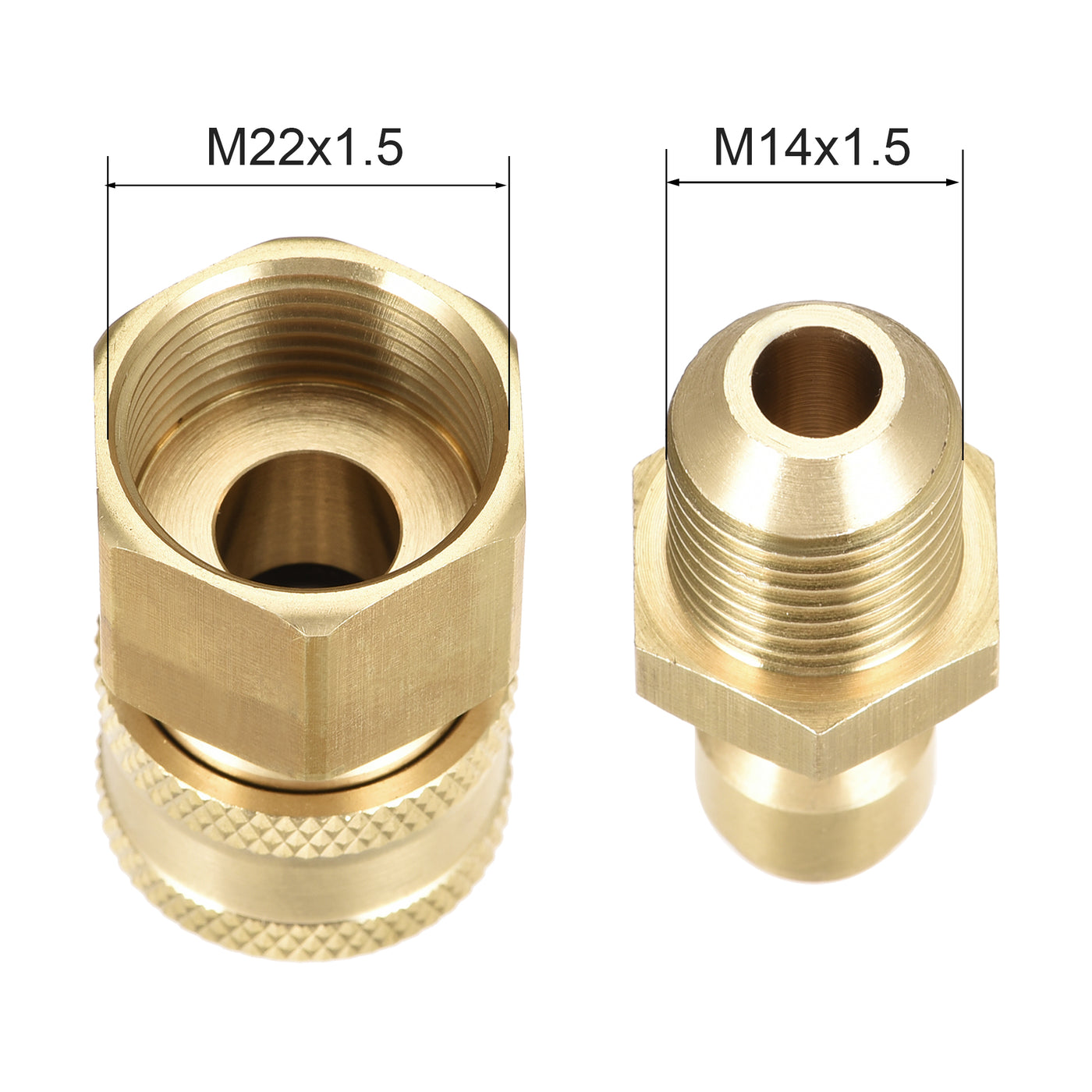 uxcell Uxcell Gartenschlauch Schnellverbindung Messing Hochdruckreiniger Adapter M14x1,5 Außen & M22x1,5 Innengewinde